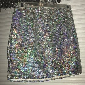 Silver Sequin Skirt